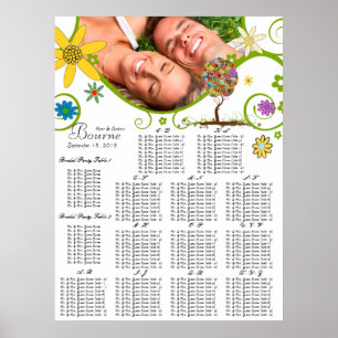 Verzauberter Wald Patchwork Blumiges Märchen Baum Poster