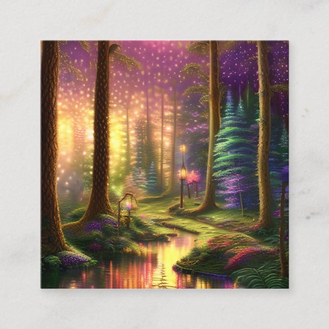 verzauberter Wald Quadratische Visitenkarte (Vorderseite)