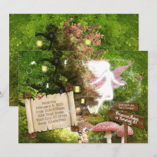 Verzauberter Wald Rosa Feen-Einladung Einladung