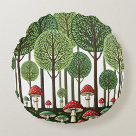 Verzauberter Wald Rundes Kissen