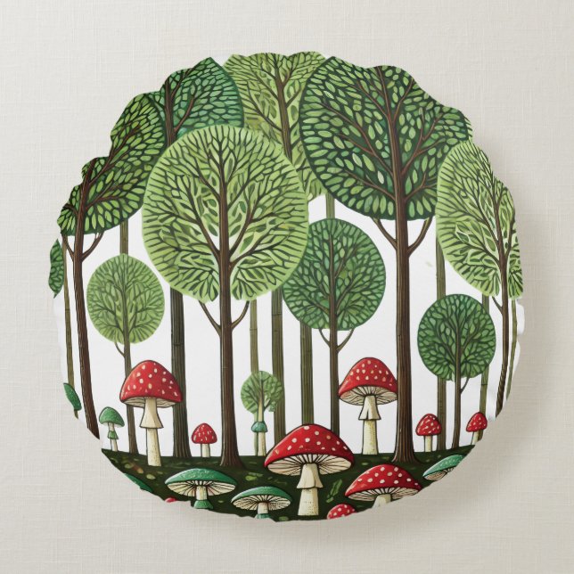 Verzauberter Wald Rundes Kissen (Vorderseite)