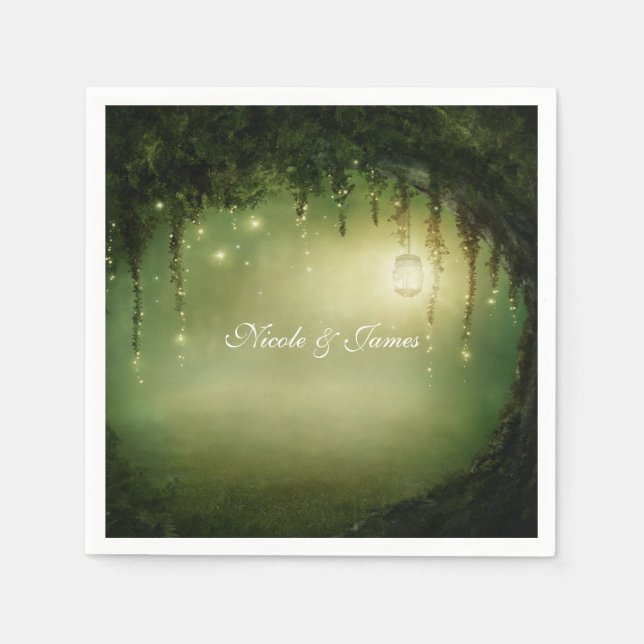 Verzauberter Wald Rustikale verzauberte HochzeitsN Serviette (Vorderseite)