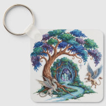 Verzauberter Wald-Schlüsselanhänger - Baum des Leb