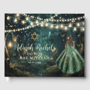 Verzauberter Wald Smaragdgrüner Stern Bat Mitzvah Gästebuch