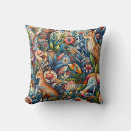 Verzauberter Wald-Tapestry aus Wildnis und Blumen Kissen