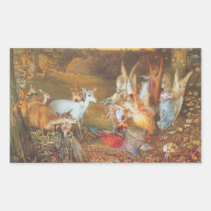 Verzauberter Wald von Künstler John Anster Fitzger Rechteckiger Aufkleber