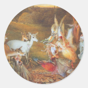 Verzauberter Wald von Künstler John Anster Fitzger Runder Aufkleber