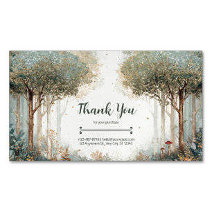 Verzauberter Wald Wasserfarbe Gold Glitter Magnetische Visitenkarte