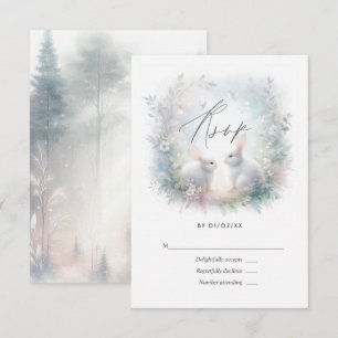 Verzauberter Wald Weiße Kaninchen Hochzeit RSVP Karte