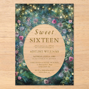 Verzauberter Wald Wilde Rosen Waldland Sweet 16 Acryleinladungen