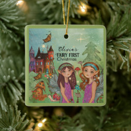 Verzauberter Waldfee Erstes Weihnachten Keramikornament