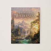 Verzauberter Waldhirsch Wasserfall Fantasy Puzzle