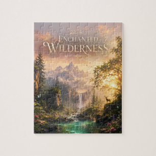 Verzauberter Waldhirsch Wasserfall Fantasy Puzzle
