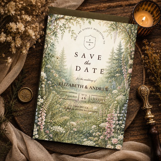 Verzauberter Waldhochzeit Save The Date (Von Creator hochgeladen)