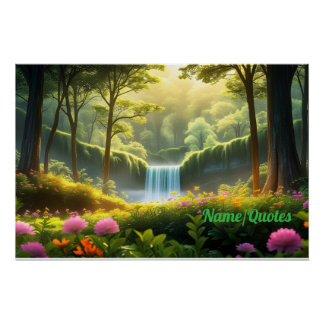 Verzauberter Wasserfall im Wald Poster