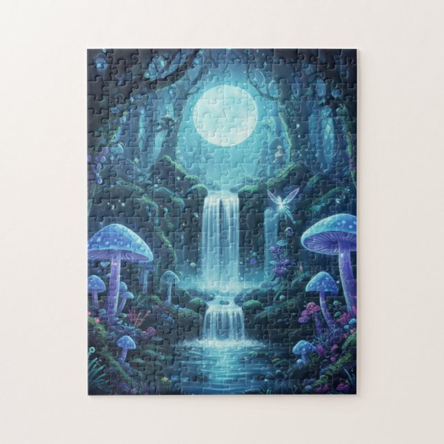 Verzauberter Wasserfall Magischer Wald Fantasy Puz (Vertikal)