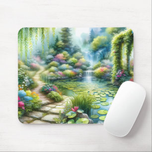 Verzauberter Wasserfallgarten-Lilienteich Mousepad