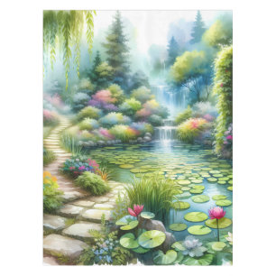 Verzauberter Wasserfallgarten-Lilienteich Tischdecke