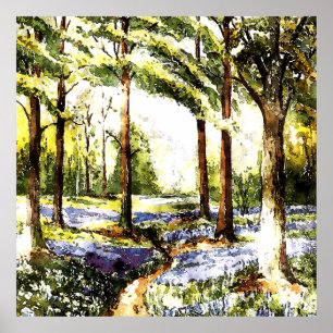 Verzauberter Wasserfarbenwald Serene Woodland Natu Poster