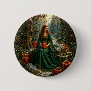 Verzauberter Weihnachtswald Button