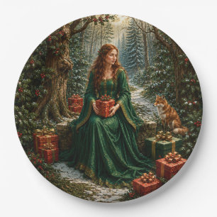 Verzauberter Weihnachtswald Pappteller