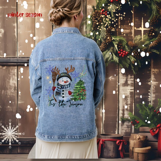 Verzauberter Winter Wonderland Weihnachts Denim Ja Jeansjacke (Enchanted Winter Wonderland Christmas Denim Jacket)
