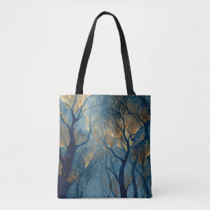 Verzauberter Winterwald mit leuchtenden goldenen B Tasche