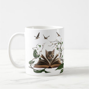 Verzaubertes Bücherwurm-Kätzchen-Kaffeetasse Kaffeetasse