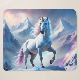 Verzaubertes Einhorn in einem Snowy Fantasy Poster Sherpadecke