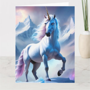 Verzaubertes Einhorn in einer schneebedeckten Fant Karte
