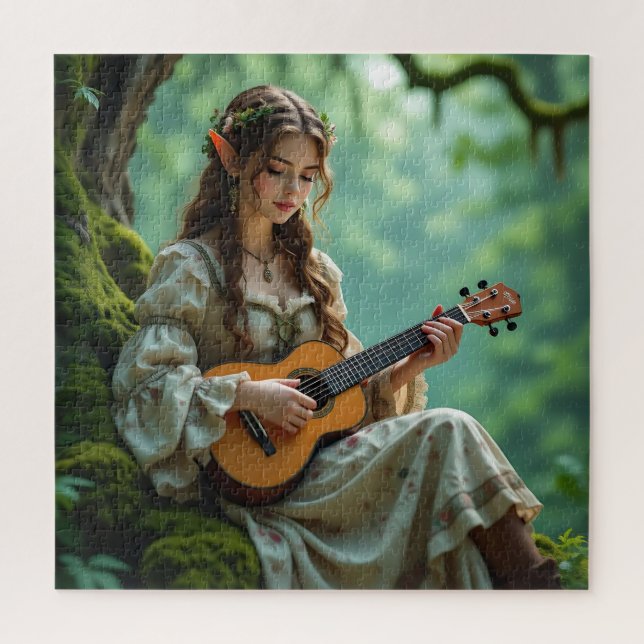 Verzaubertes Elfenmädchen spielt Ukulele (Vertikal)