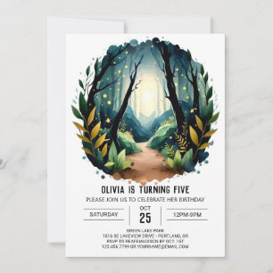 Verzaubertes Feuerstein Naturwald zum Geburtstag Einladung
