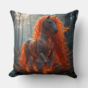 🔥 Verzaubertes Feuriges Pferd Lebendige Fantasy W Kissen