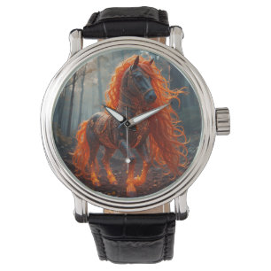 Verzaubertes Feuriges Pferd Mit Lebendiger Mähne Armbanduhr