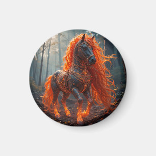 Verzaubertes Feuriges Pferd Mit Lebendiger Mähne Magnet