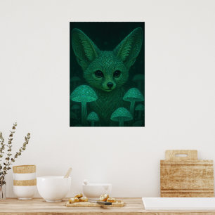 Verzaubertes Fuchs & Biolumineszente Pilze Poster