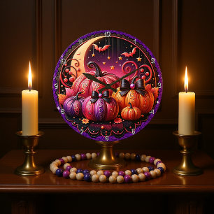 Verzaubertes Halloween-Whimsikal und spöttisch Große Wanduhr