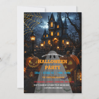 Verzaubertes Hexenhaus mit Kürbis-Glanz Halloween Einladung