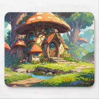 Verzaubertes Pilzdorf im Wald – Träumerisch Mousepad