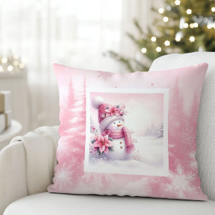 Verzaubertes Pinkmas-Kissen-Schneemann Winterzaube Kissen
