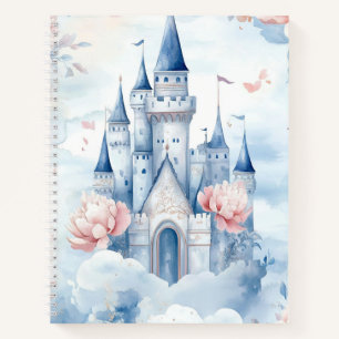 Verzaubertes Schloss in Wolken Pastell Blumen Märc Notizbuch