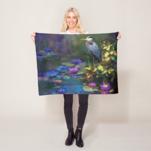 Verzaubertes Teichwasser Lilie Natur Aquarell Fleecedecke