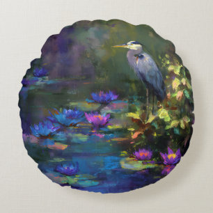 Verzaubertes Teichwasser Lilie Natur Aquarell Rundes Kissen