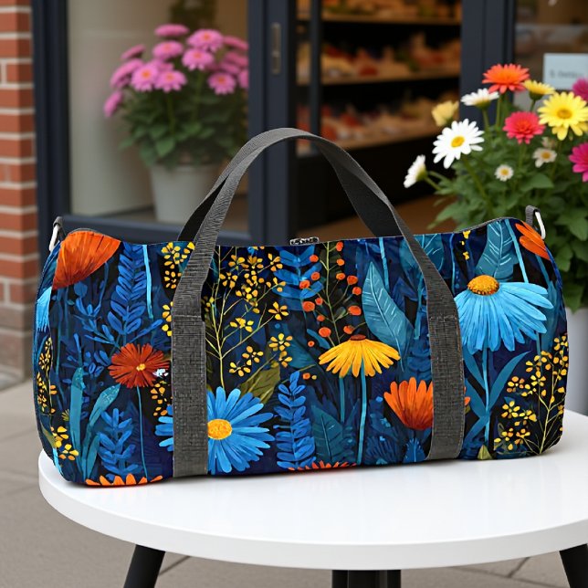 Verzaubertes Wald-Blumenmuster  Duffle Bag (Von Creator hochgeladen)