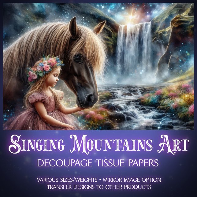 Verzaubertes Wasserfallpferd und Dekoupage der Pri Seidenpapier (Von Creator hochgeladen)