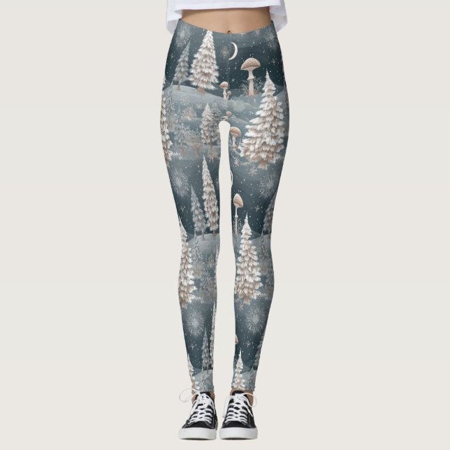 Verzaubertes Winterwald-Nachtmuster (2) Leggings (Vorderseite)