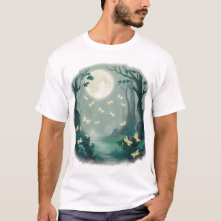 Verzauberung Mondlicht: Feuerwerke im Wald T-Shirt