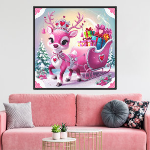 Verzauberung Rosa Rentier mit Jewel Adorned Crown Leinwanddruck