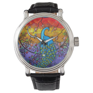 Verzauberungs-Pfau-Uhr Armbanduhr