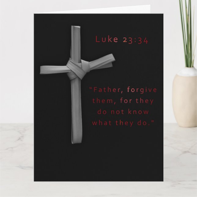 Verzeihung Schwarzes Rotes Religiöses Kreuz Ostern Karte (Vorderseite)